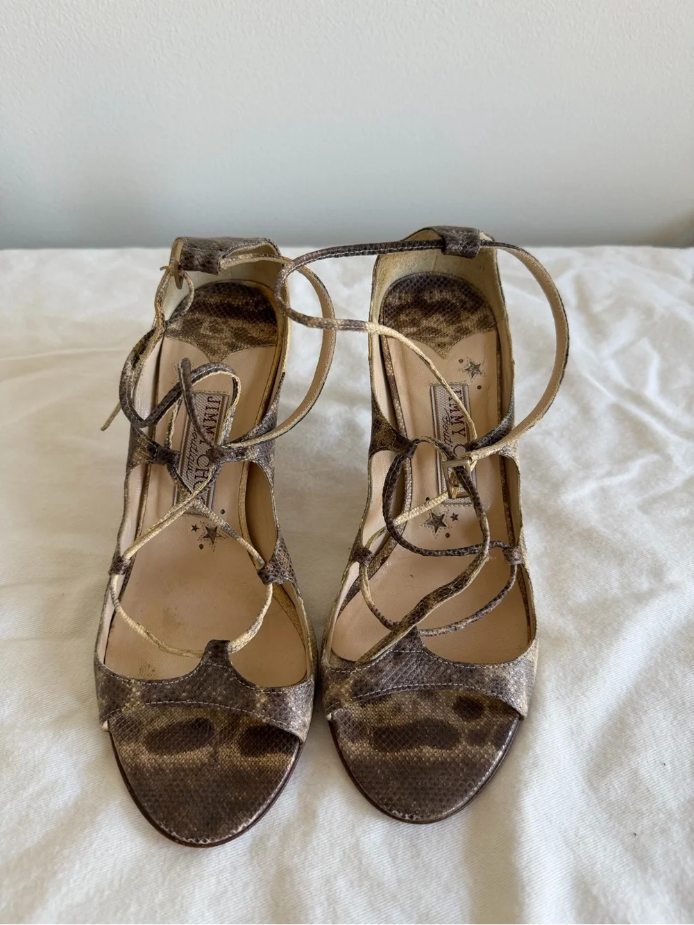 Jimmy Choo Heeled Sandals Snake Skin Size 35
